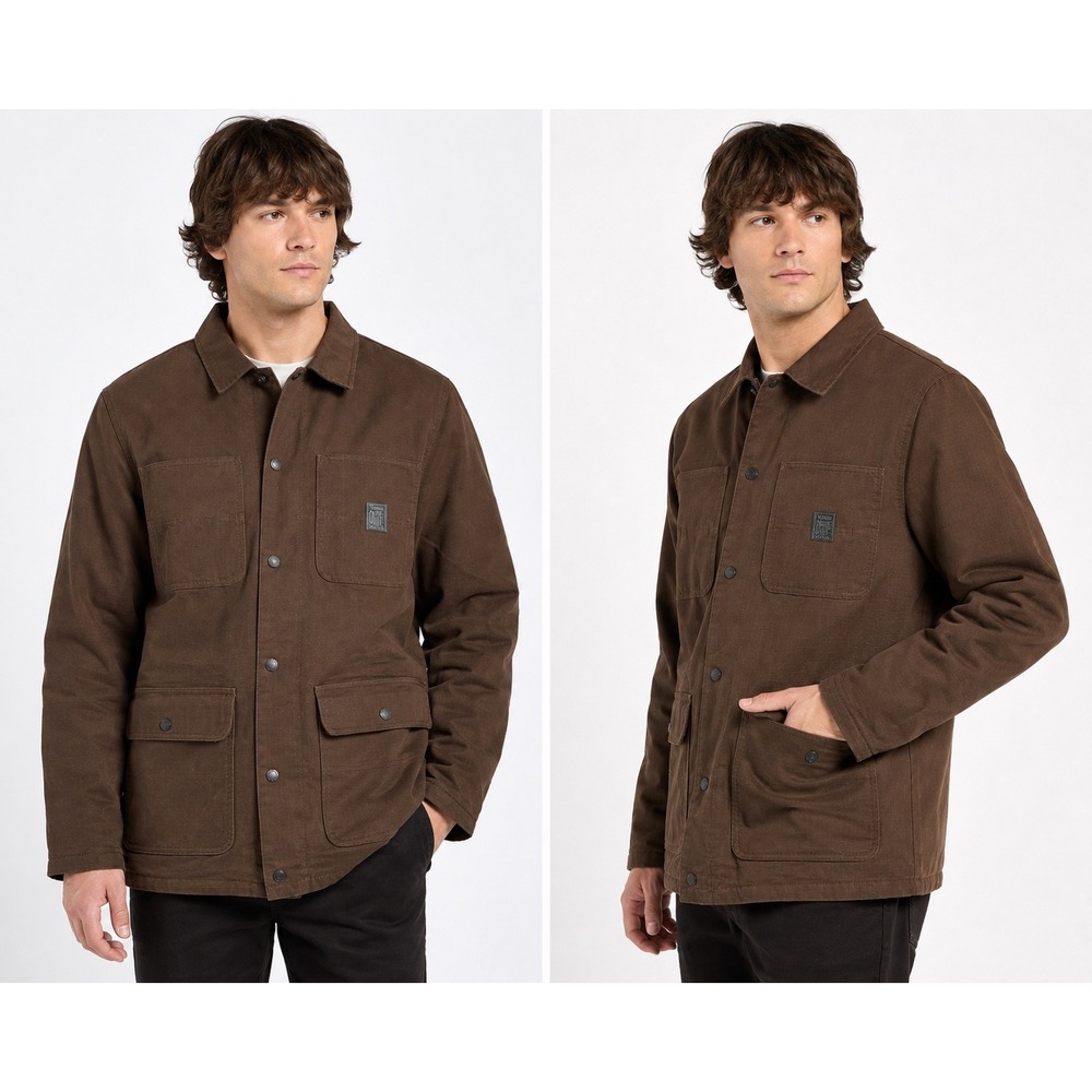 Vans Drill Chore Coat Lined Brown Demitasse Ripstop Jacket VN0A456ZTT5 Mens XL